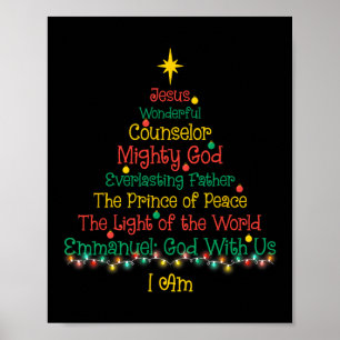 Christian jul Jesus Bible Namn Julafton Träd Sh Poster