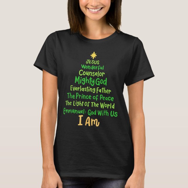Christian jul Jesus Bible Namn Julafton Träd Sh T Shirt (Framsida)