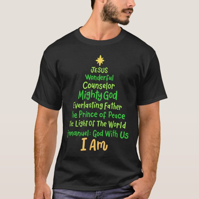 Christian jul Jesus Bible Namn Julafton Träd Sh T Shirt (Framsida)