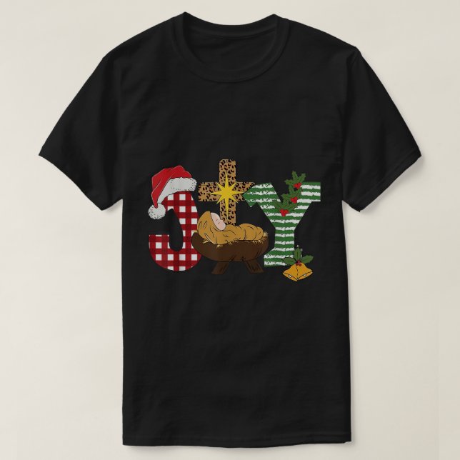 Christian Jul Joy Jesus Natiativitetscen Faith T Shirt (Design framsida)