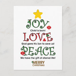 Christian jul Joy Kärlek och Peace Helg Vykort