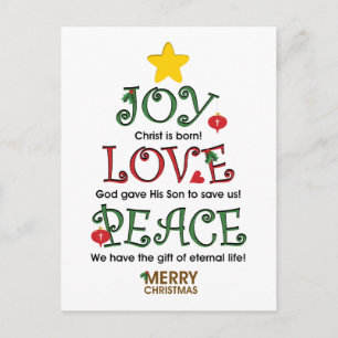 Christian jul Joy Kärlek och Peace Helg Vykort