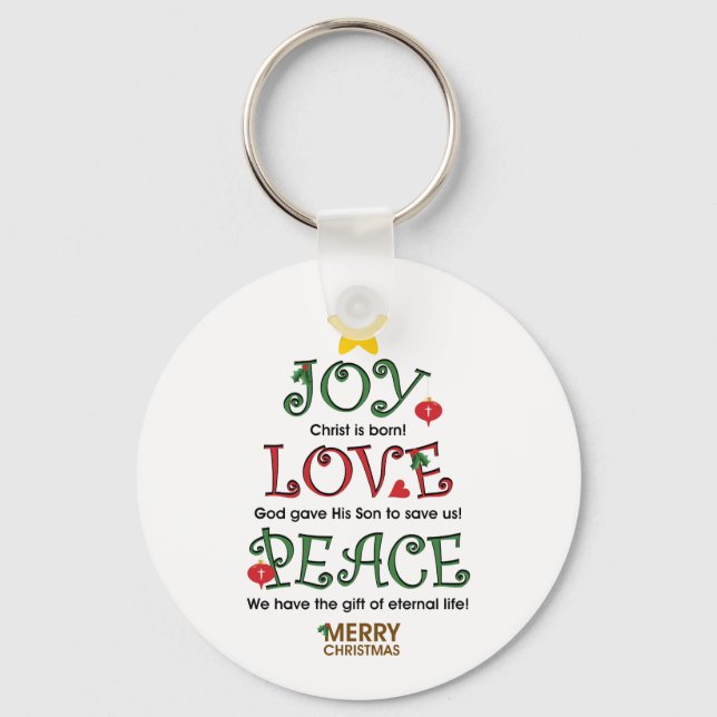 Christian jul Joy Kärlek och Peace Nyckelring (Framsida)