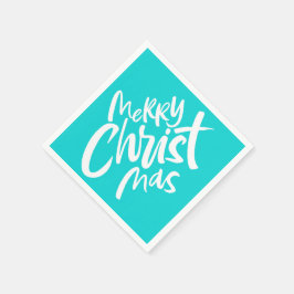 Christian Jul Lettering Religiösa Teal Blue Pappersservett