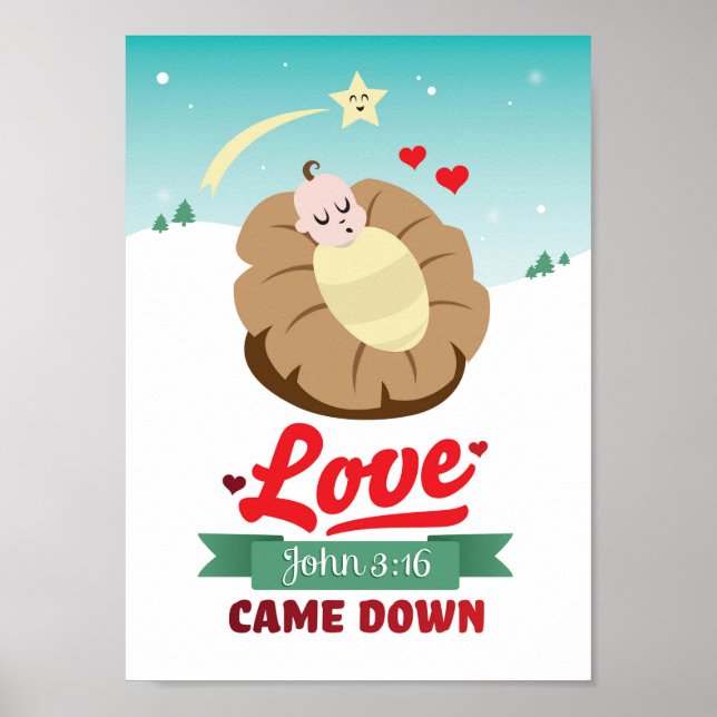 Christian Jul Poster Baby Jesus John 3:16 (Framsidan)