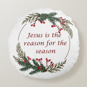 Christian Jul Scripture Rund Kudde