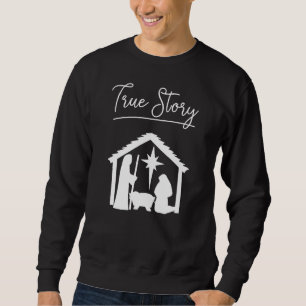 Christian jul True Story Jesus Baby Nativitet Lång Ärmad Tröja
