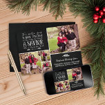 Christian jul Verse Chalkboard Helgdag Photo Julkort<br><div class="desc">Christian jul Verse Chalkboard Helgdag Photo Card Vi har lagt till Luke 2:11 på den här kortets bakgrund i en festlig typografi, med plats för fyra foton på framsidan! Lägg till mer på baksidan eller lägg till ytterligare text på baksidan. Enkel att anpassa med text, typsnitt och färg. Skapat av...</div>