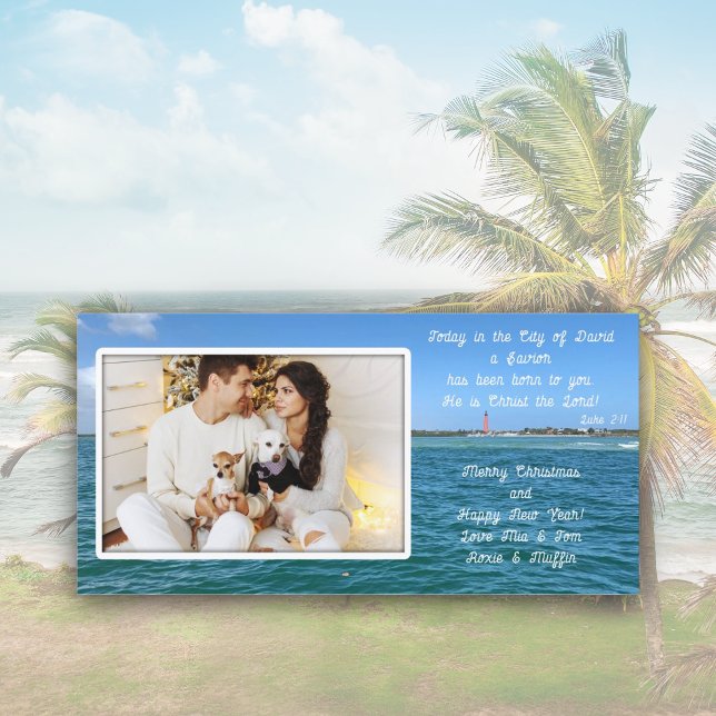 Christian julfyr Ocean Photo Card Julkort (Skapare uppladdad)