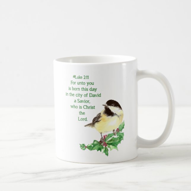 Christian julskrift Chickadee Bird Art Kaffemugg (Höger)