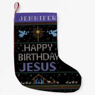 Christian julsötare Grattis på födelsedagen Jesus Liten Julstrumpa