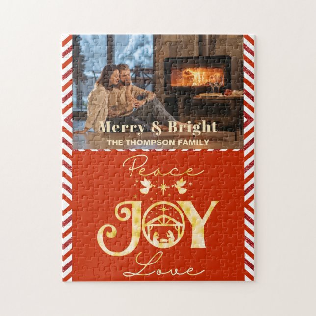 Christian jultomativitet Guld R Peace Joy Kärlek Pussel (Vertikal)