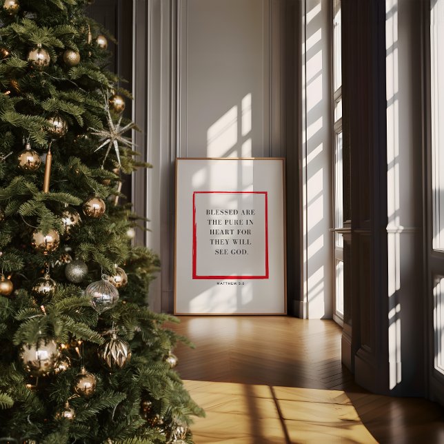 Christian julWall Art Matthew 5:8 Poster (Christmas Christian Wall Art, Matthew 5:8, Christian Christmas Prints, Minimalist Christmas Decor)