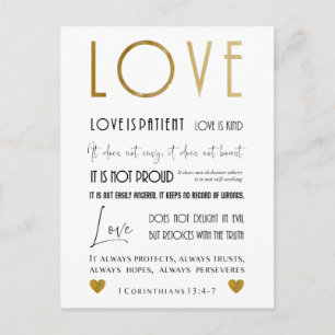 Christian Kärlek Bible verse Typography Chic Vykort