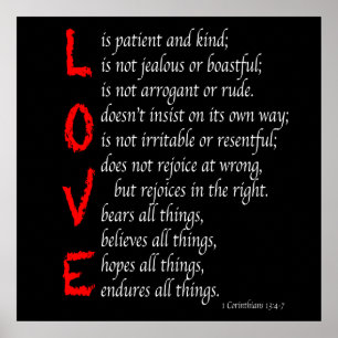 Christian KÄRLEK Verses - Kristi blod - svart - Poster