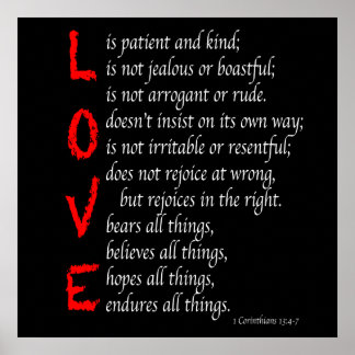 Christian KÄRLEK Verses - Kristi blod - svart - Poster