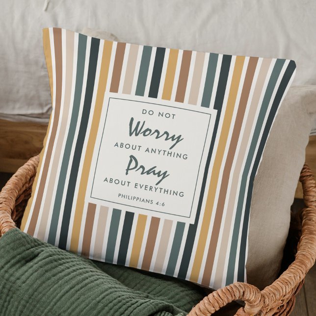 Christian Keepsak, oroa dig inte om skriptfel Kudde (Christian home décor pillow with Philippians 4:6, customizable poem)