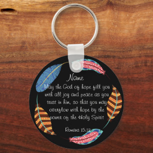 Christian Keychain - Bible Verse: Romans 15:13 Nyckelring