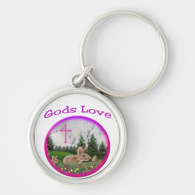 Christian Keychain Rund Silverfärgad Nyckelring (Framsidan)