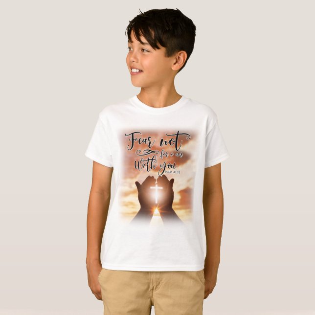 Christian Kids T-Shirt-Fara inte, för jag är med d T Shirt (Hel framsida)