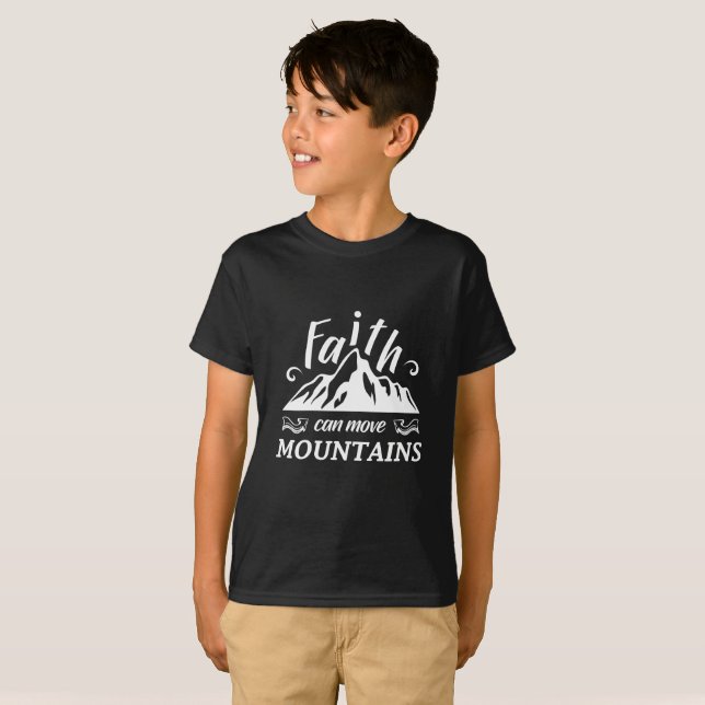 Christian Kids T-Shirt - tro kan flytta berg (Hel framsida)
