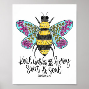 Christian Kind Ord är som honungsbibel Verse Re Poster