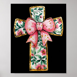 Christian Kor Blommigt Coquette Bow Rosa Religiösa Poster