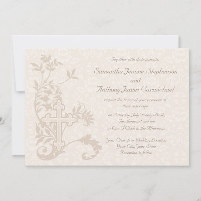 Christian Kor Flourish White Wedding Investigation Inbjudningar (Framsida)