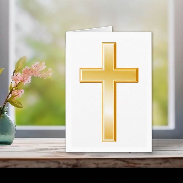 Christian Kor Greeting Card Kort (This gold cross serves as a reminder of Christian religious beliefs and spiritual devotion. )