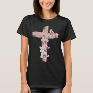 Christian kor med rosa magnolias t shirt