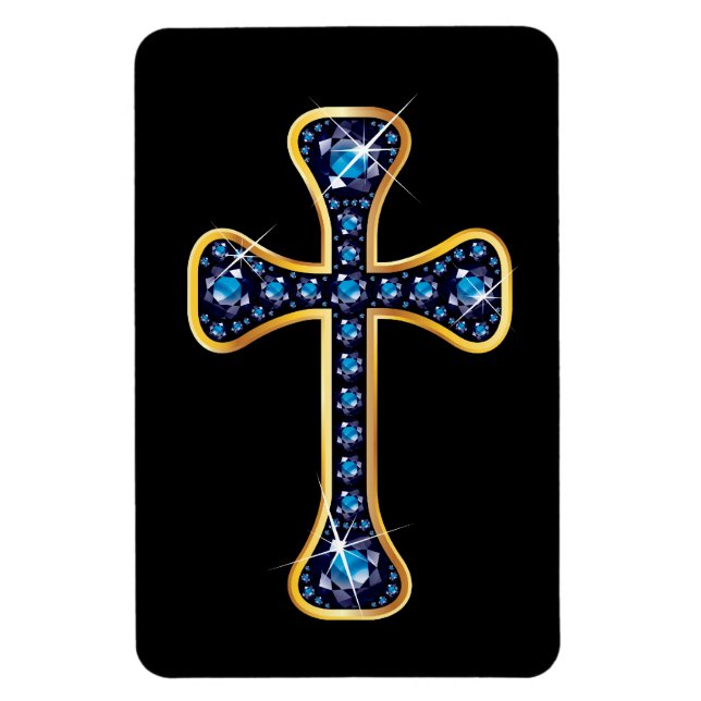 Christian Kor med "Sapphire"-stenar Magnet (Vertikal)