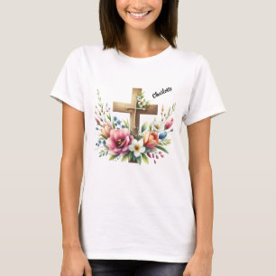 Christian Kor med Vibrant Blommigt Arrangemang T Shirt