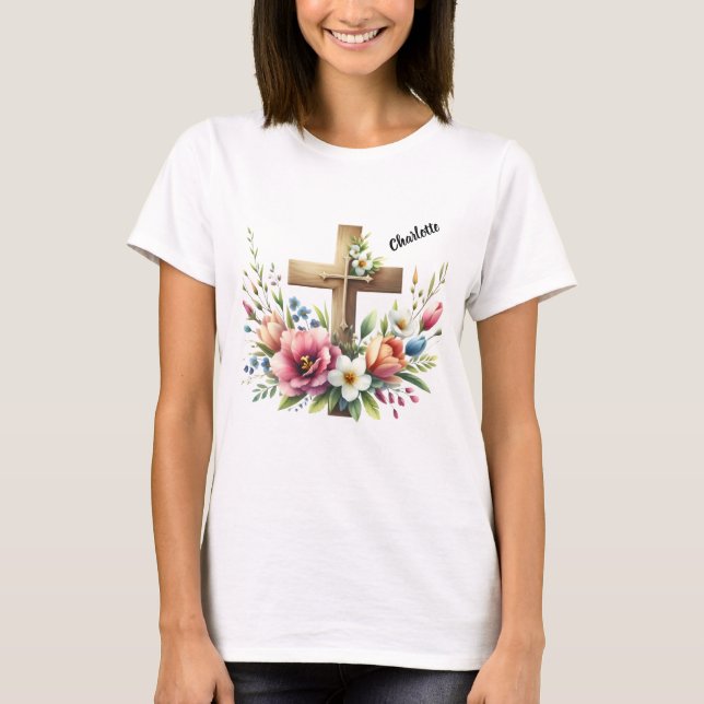 Christian Kor med Vibrant Blommigt Arrangemang T Shirt (Framsida)