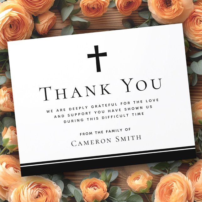 Christian kor medlidande i begravningen inbjudningar (Christian cross funeral sympathy thank you card)