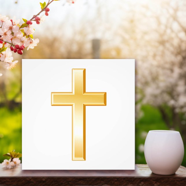 Christian Kor Photo Print Fototryck (This gold cross serves as a reminder of Christian religious beliefs and spiritual devotion. )