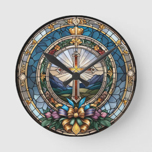Christian Kor Stached Glass Rund Klocka