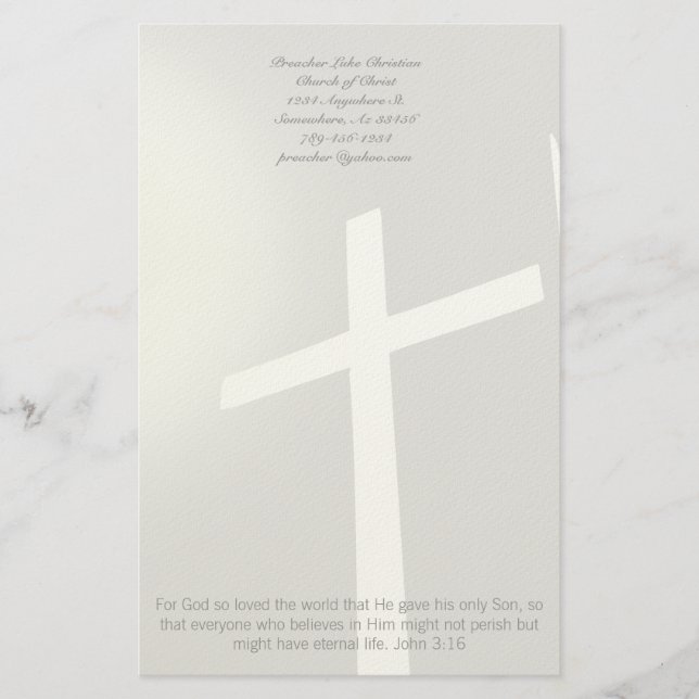 Christian Kor Stationery på Grått Brevpapper (Framsida)