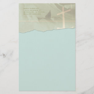 Christian Kor Stationery Torn Kant på Aqua Blue Brevpapper