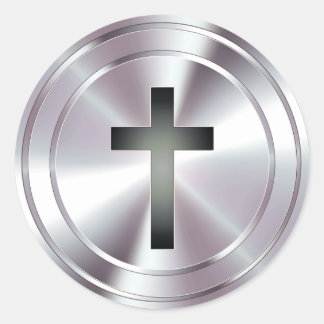 Christian Kor Symbol - Krome silver Runt Klistermärke
