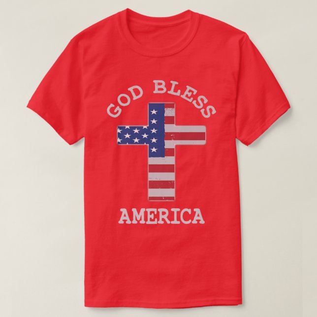 Christian kor USA flagga Välsigna dig america Prem T Shirt (Design framsida)