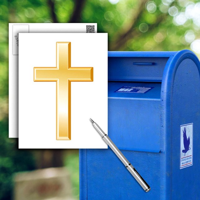 Christian Kor Vykort (The gold cross is a symbol of the Christian faith. Customize this postcard with your text.  )