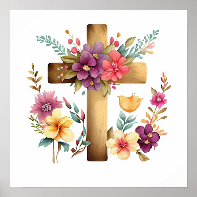 Christian Kor & Watercolor Flowers Poster (Framsidan)