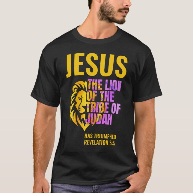 Christian Lejon of the Tribe of Judah JESUS T Shirt (Framsida)