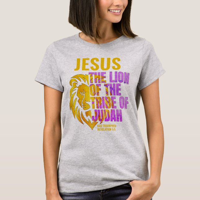 Christian Lejon of the Tribe of Judah JESUS T Shirt (Framsida)