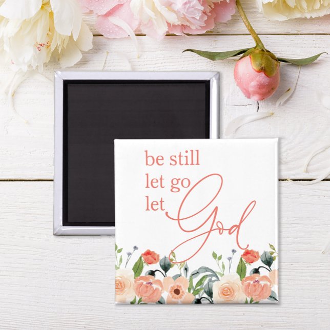 Christian Let Go Gud Magnet (Add a touch of beauty and faith to your space with this pretty watercolor flower magnet. )
