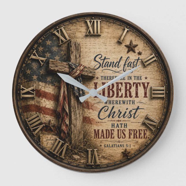 Christian Liberty Galatians 5:1 Bible Verse  Stor Klocka (Framsida)
