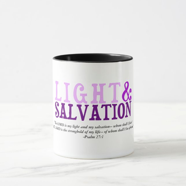 Christian LIGHT AND SALVATION Scripture Verse Mugg (Center)