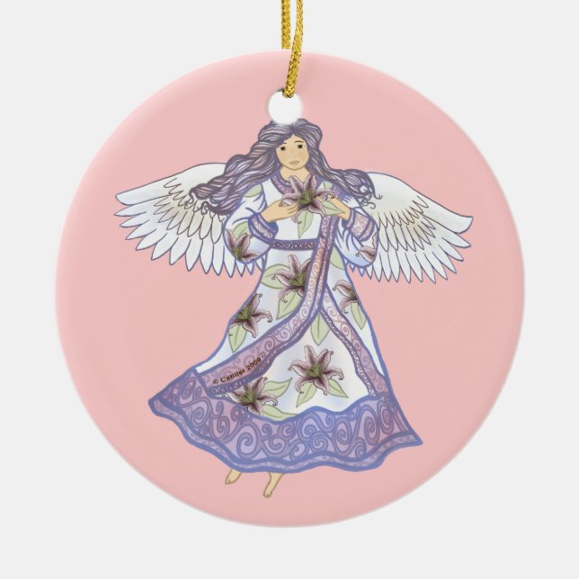 Christian Lily-blommans ängel Julgransprydnad Keramik (Framsidan)