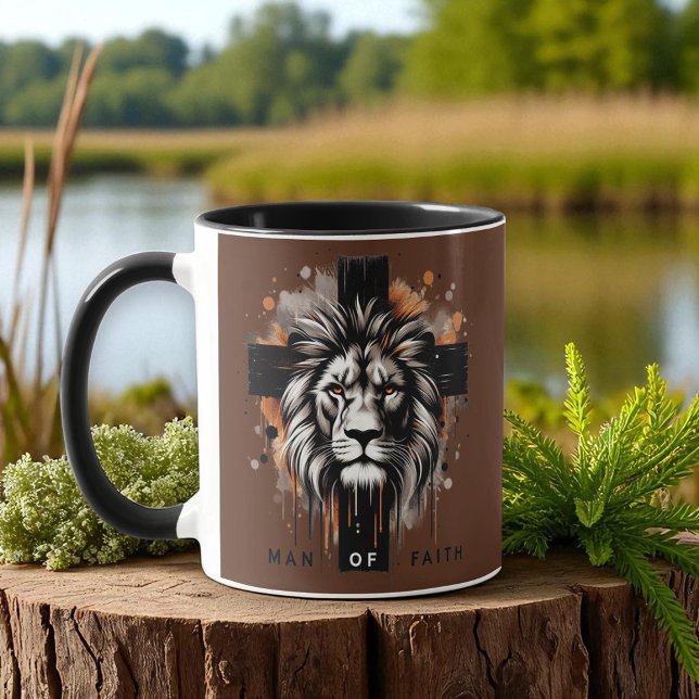 Christian - Lion with Cross, Man of Faith Mugg (Skapare uppladdad)