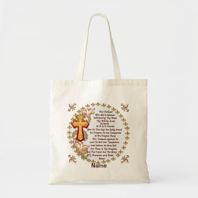 Christian Lords Prayer Tote Bag Tygkasse (Framsidan)